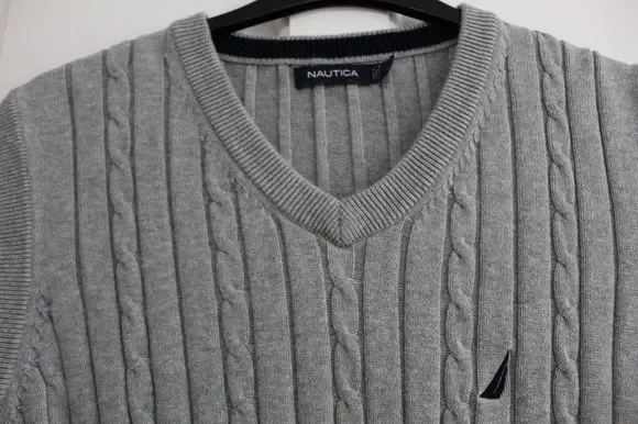 Nautica Mens Knitted Cable Tank Top Size large Grey chest  46 inch - Picture 4 of 5